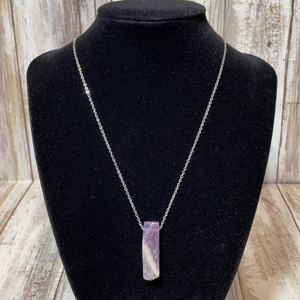 Amethyst Bar Necklace Natural Healing Crystal